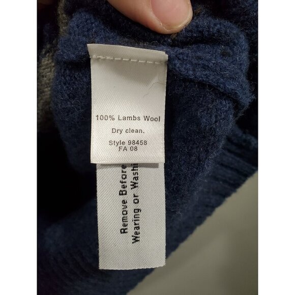 J Crew Vest Sweater Mens Large Blue Check Lambswool V Neck Classic Knit Pullover - Picture 7 of 11